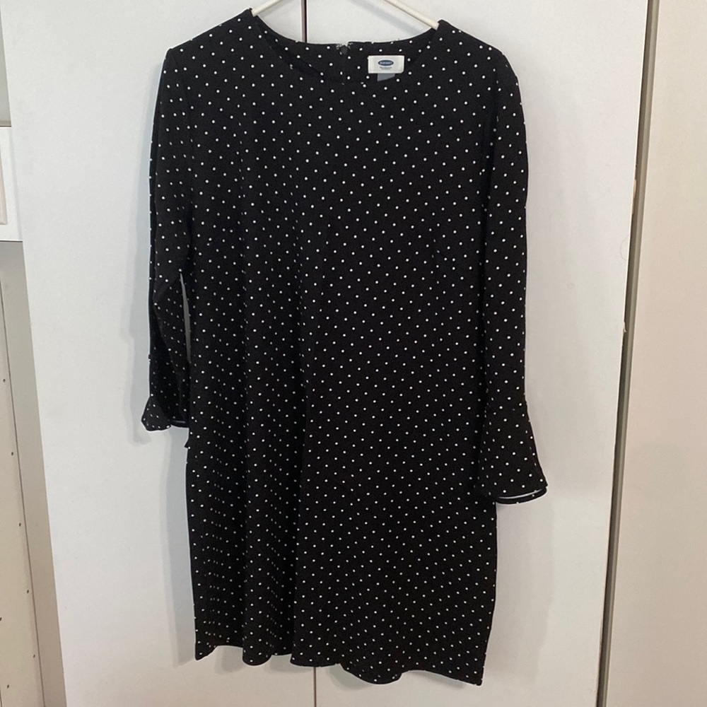 Old Navy black and white polkadot, dress, size L